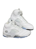 Size 11-Jordan 5 white metallic